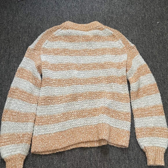 Madewell Orange Stripe Knit Sweater, S balloon sleeve chunky fall oversized - Picture 9 of 10